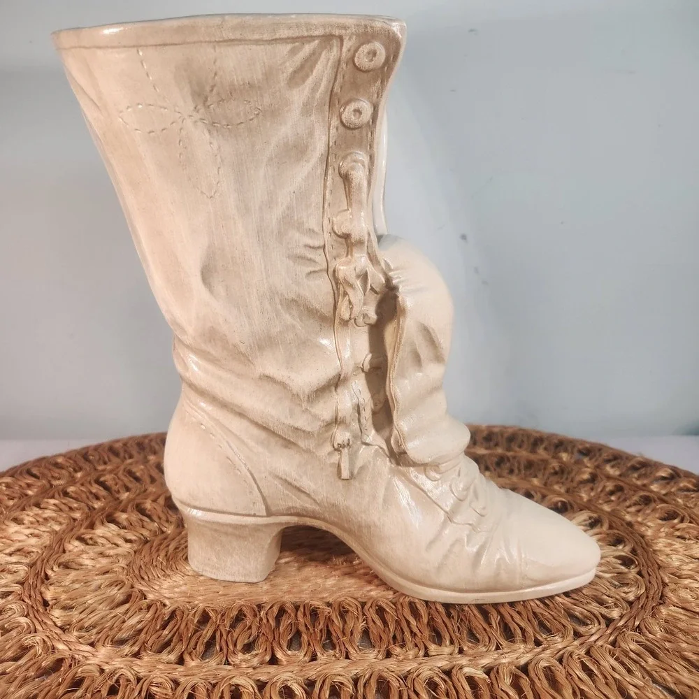 Vintage Boot Shaped Vase Planter Victorian Cottagecore Shabby Chic Decor